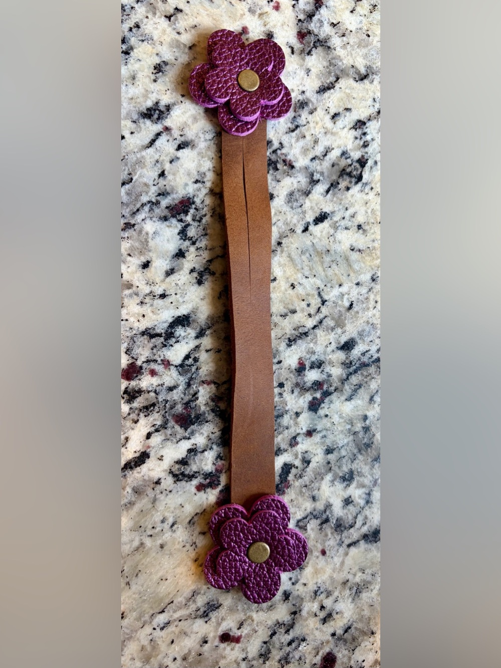 PLG Metallic Purple Flower Leather Tote Handle Wrap – Rare Accessory